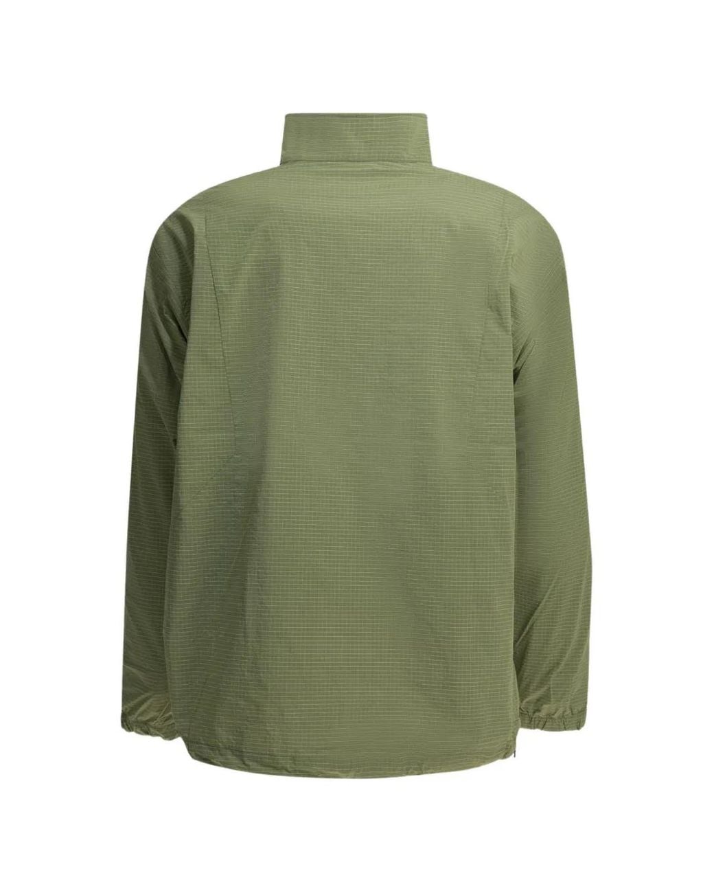 Goldwin Green Grid-Pattern High-Neck Windbreaker for men
