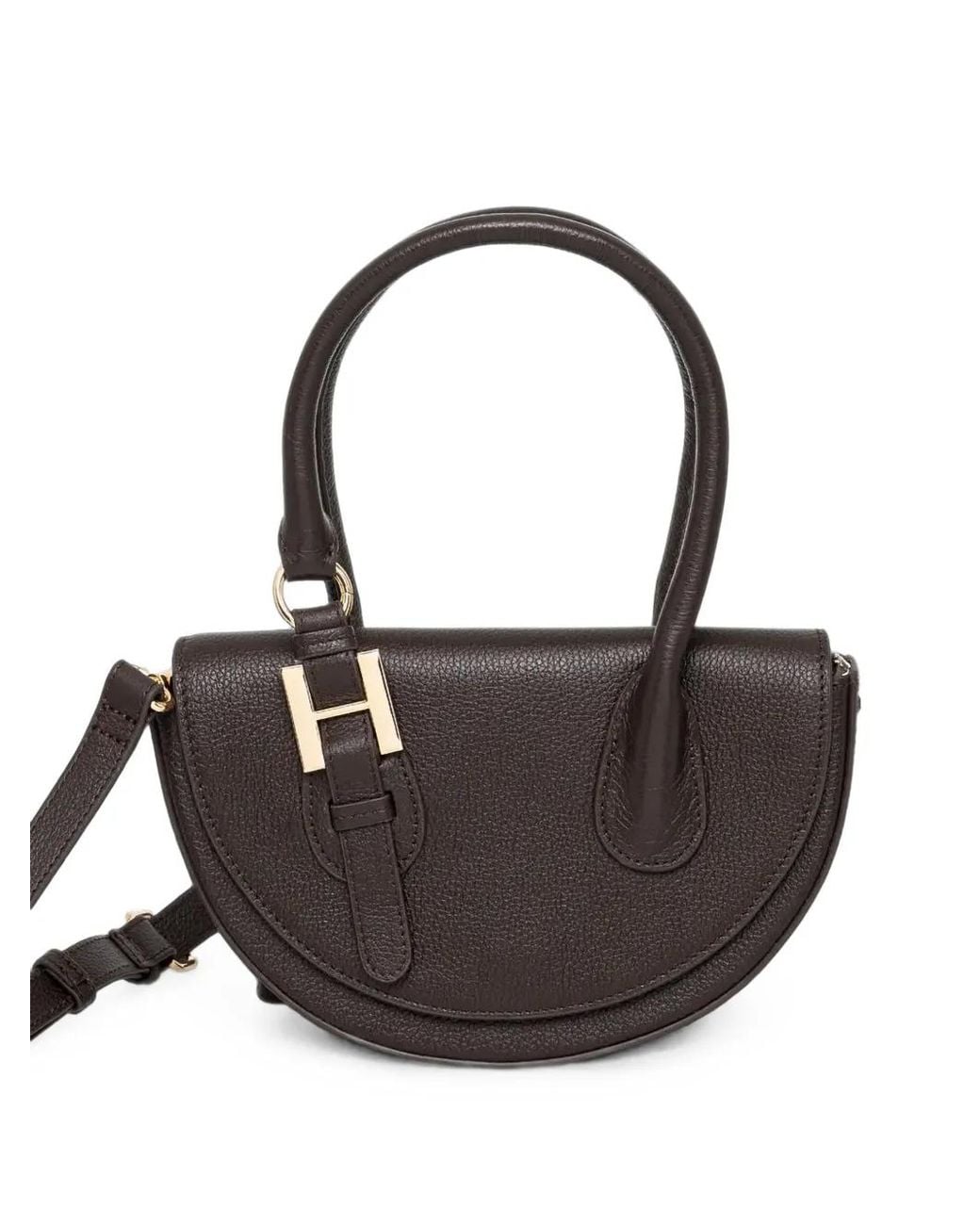 Silvian Heach Black Logo-Plaque Curved Cross Body Bag