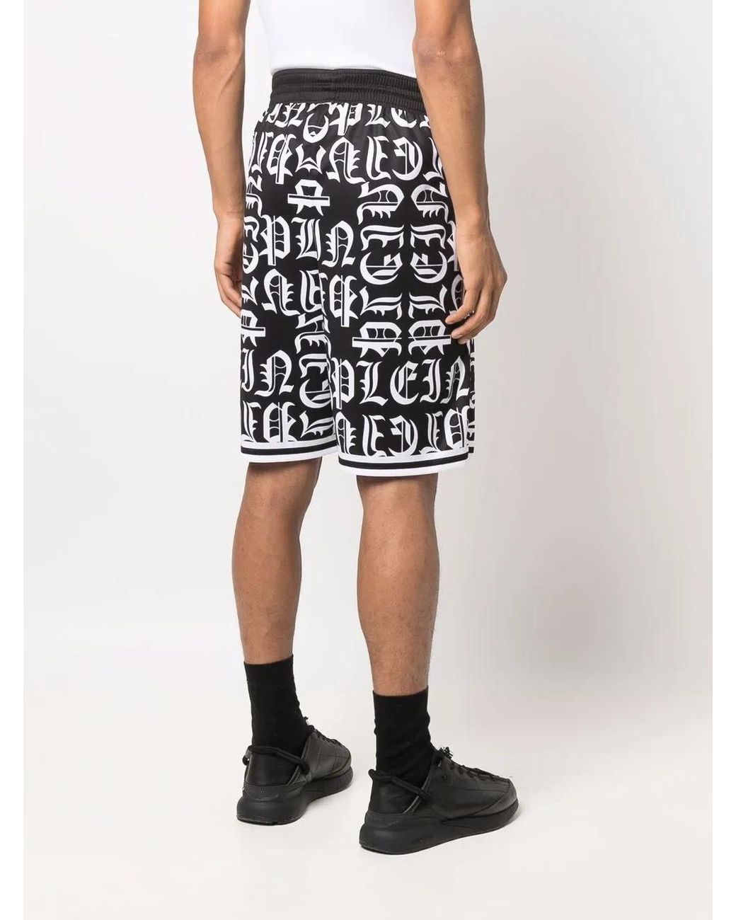 Philipp Plein Black Gothic Plein Jogging Shorts for men