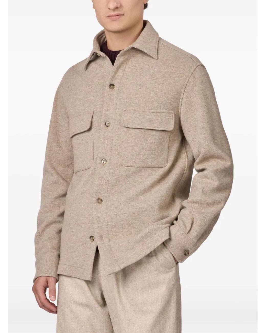 Tod's Natural Buttoned Flap-Pocket Shirt Jacket for men