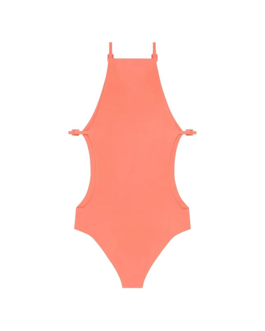 Courreges Pink Buckle Cut-Out Swimsuit