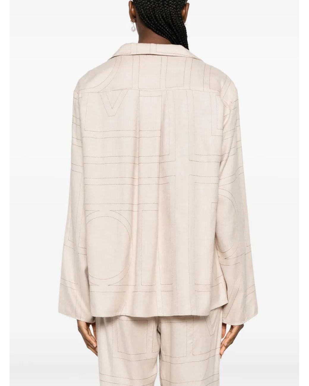 Totême Flanellen Pyjamatop Met Monogram in het Natural
