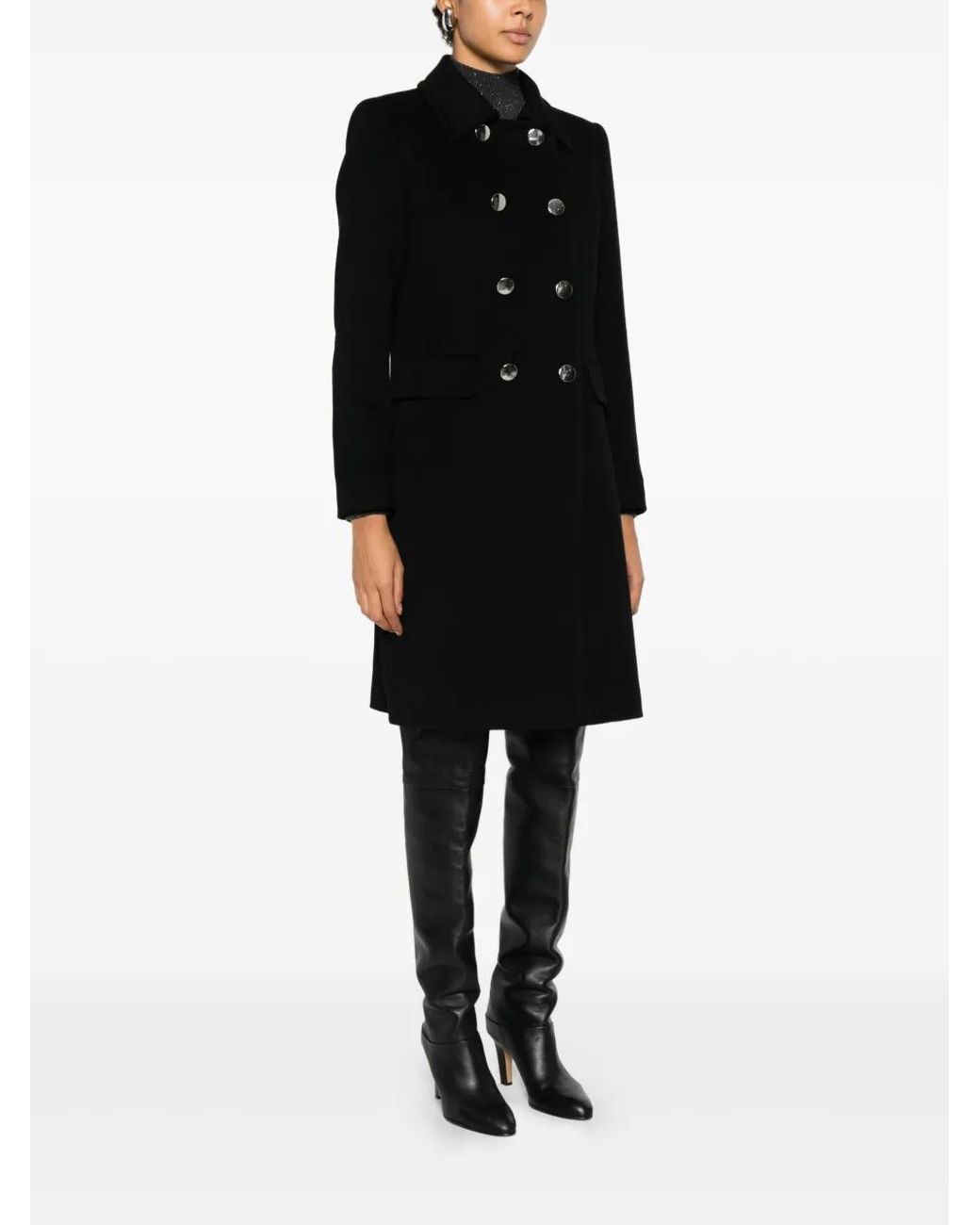 Tagliatore Black Long-Sleeve Coat