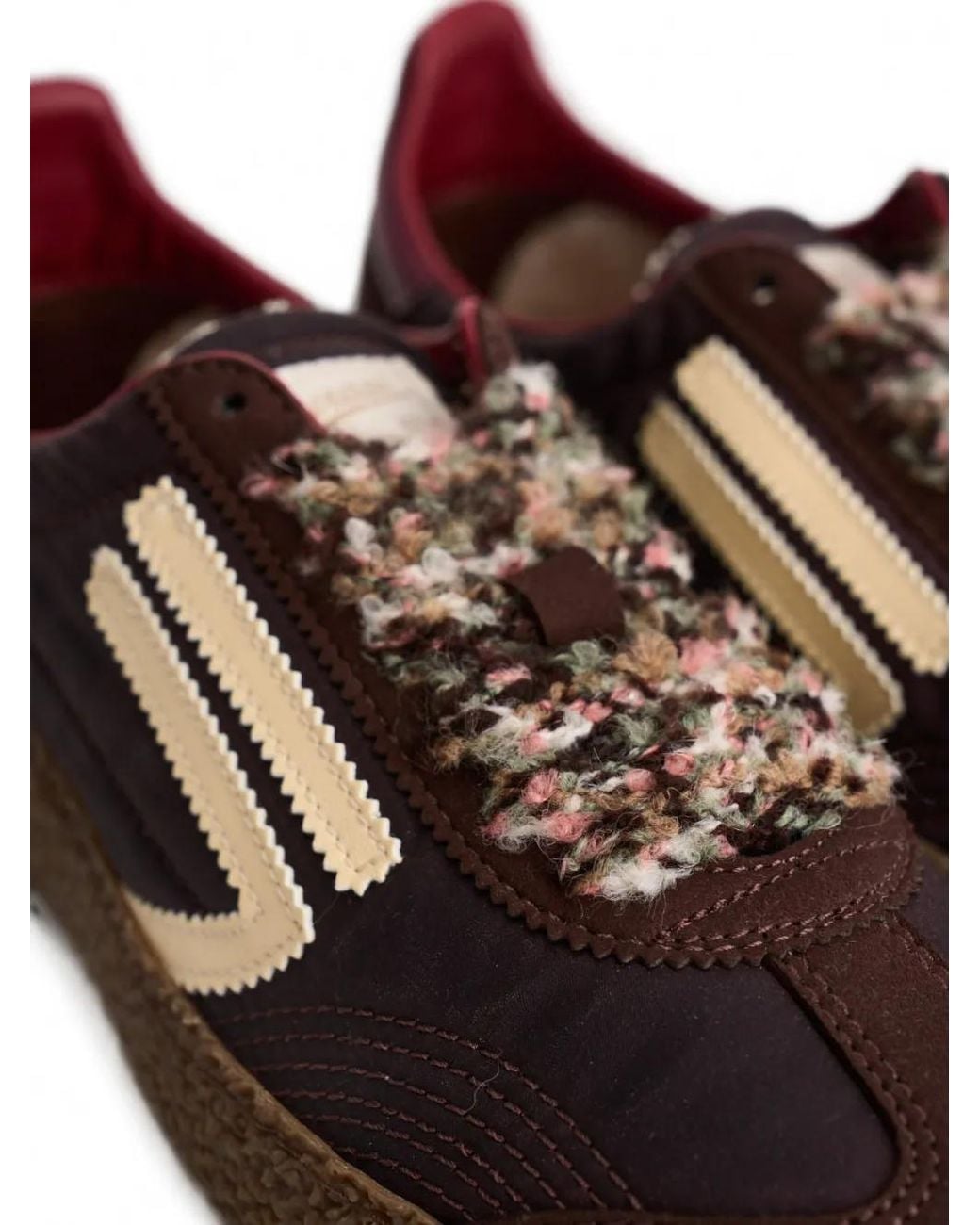 PURAAI Brown Bouclé-Panelled Sneakers