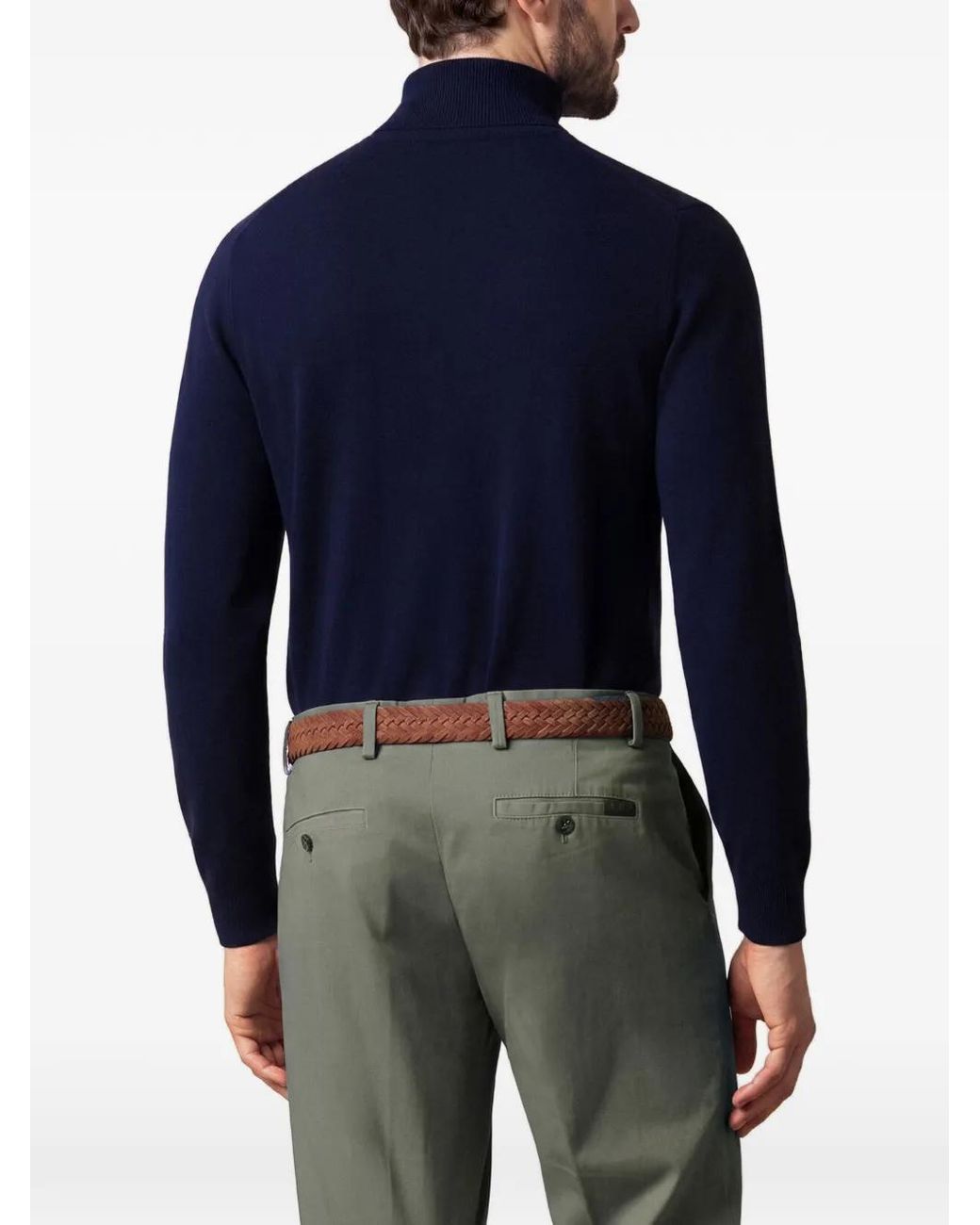 Brooks Brothers Blue Wool Turtleneck Sweater for men