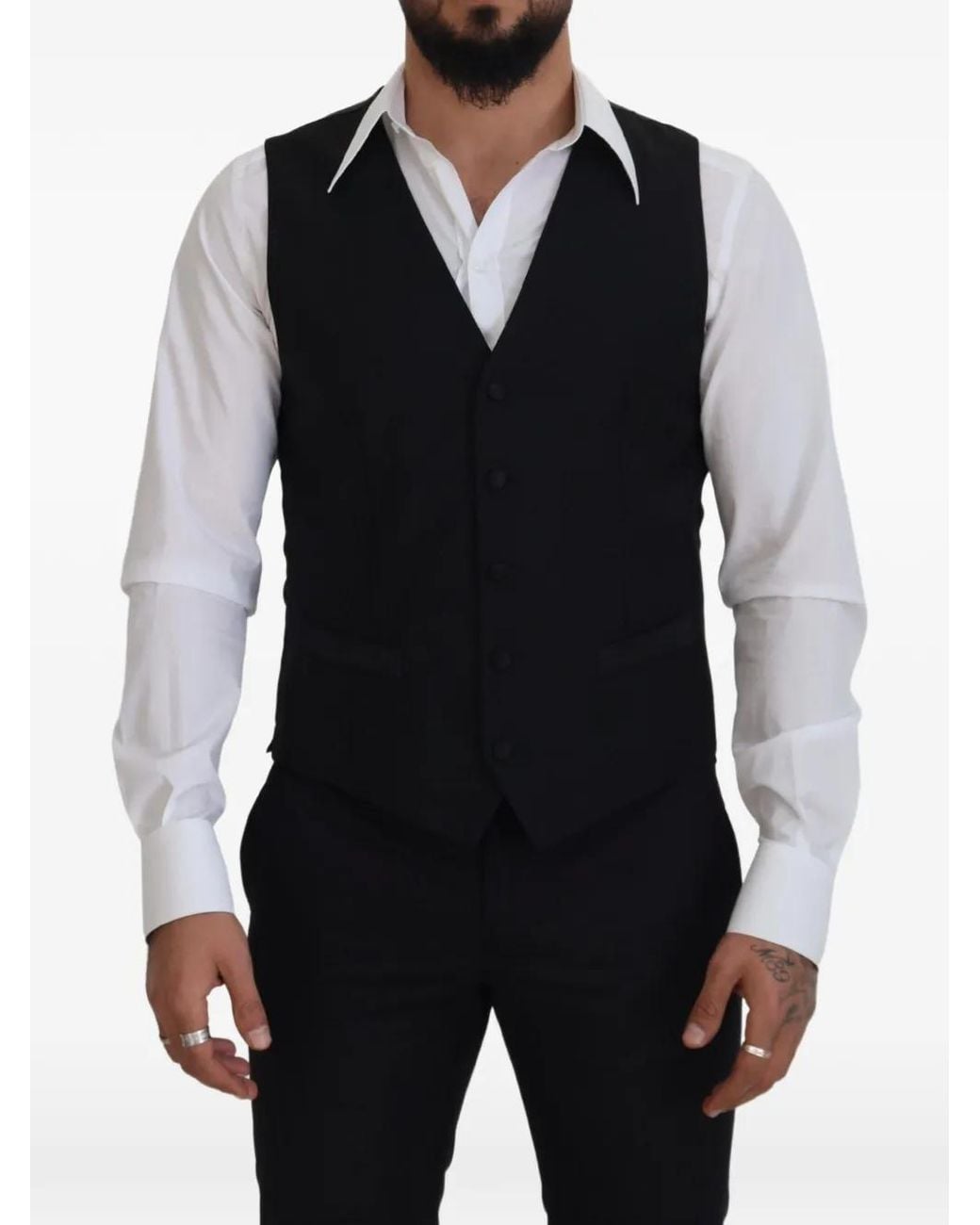 Dolce & Gabbana Black V-Neck Button-Up Waistcoat for men