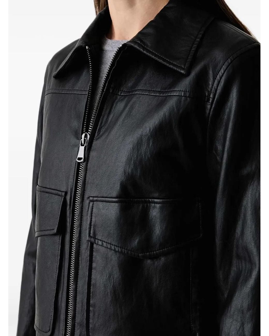 Sisley Black Flap-Pocket Zip-Up Jacket