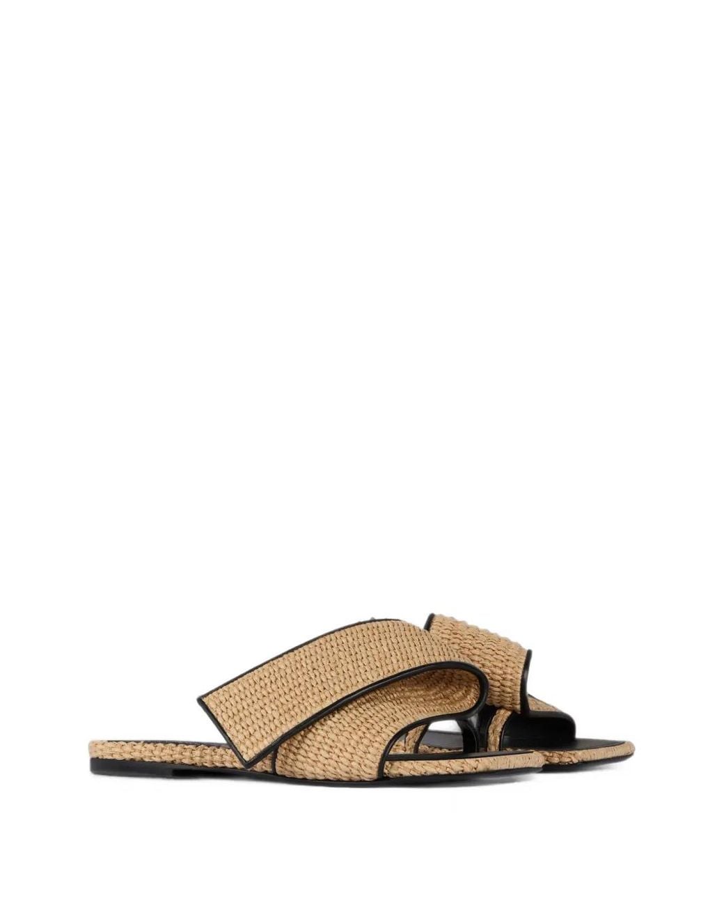Givenchy White Sliced Square Raffia-Effect Flat Mules
