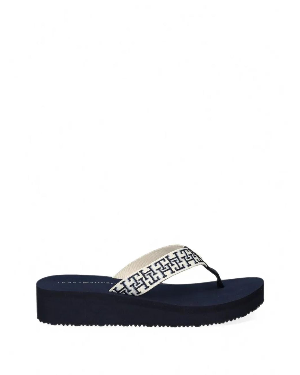 Tommy Hilfiger Blue Tongs The Monogram À Plateforme