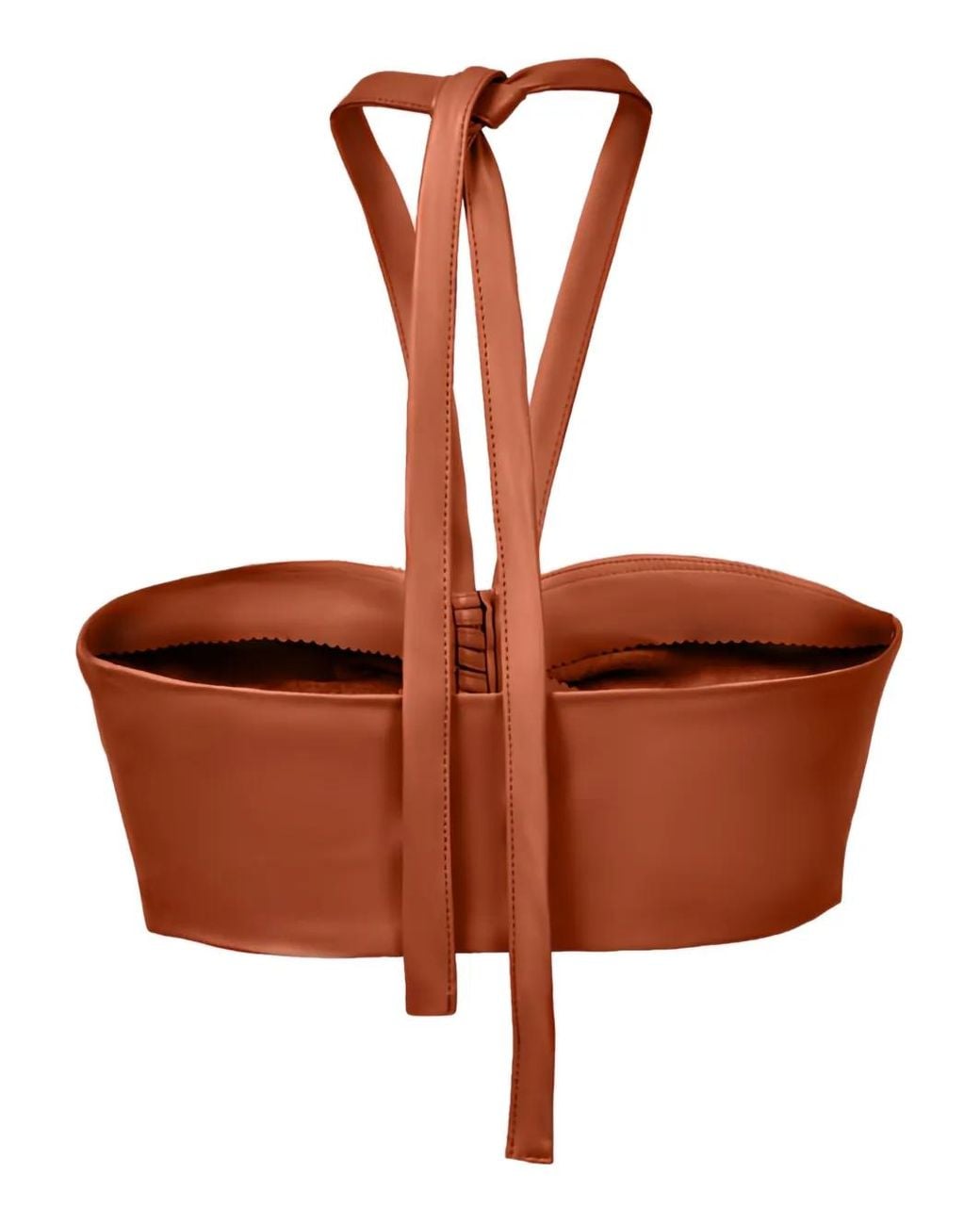 Lika Brown Button Halterneck Top