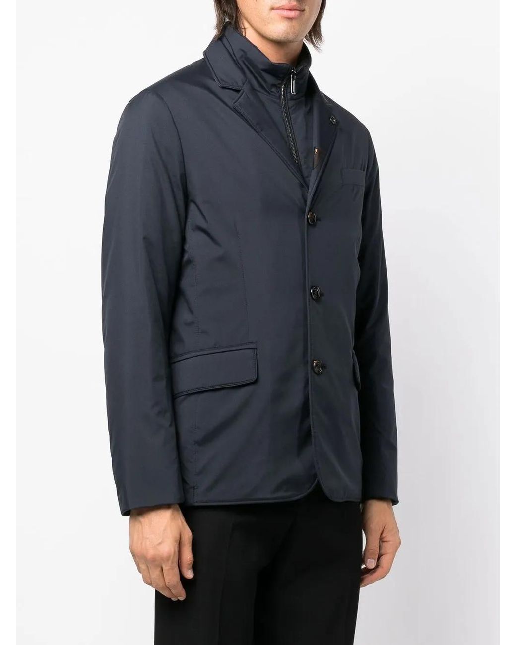 Moorer Blue Single-Breasted Padded Jacket for men