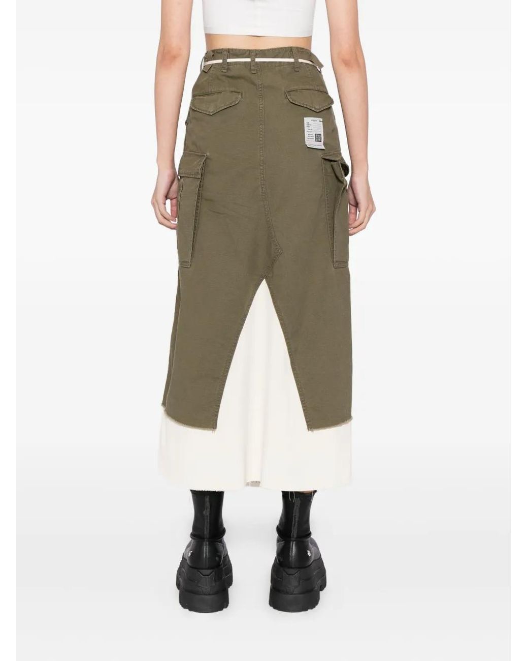 Maison Mihara Yasuhiro Green Distressed Cotton Cargo Skirt