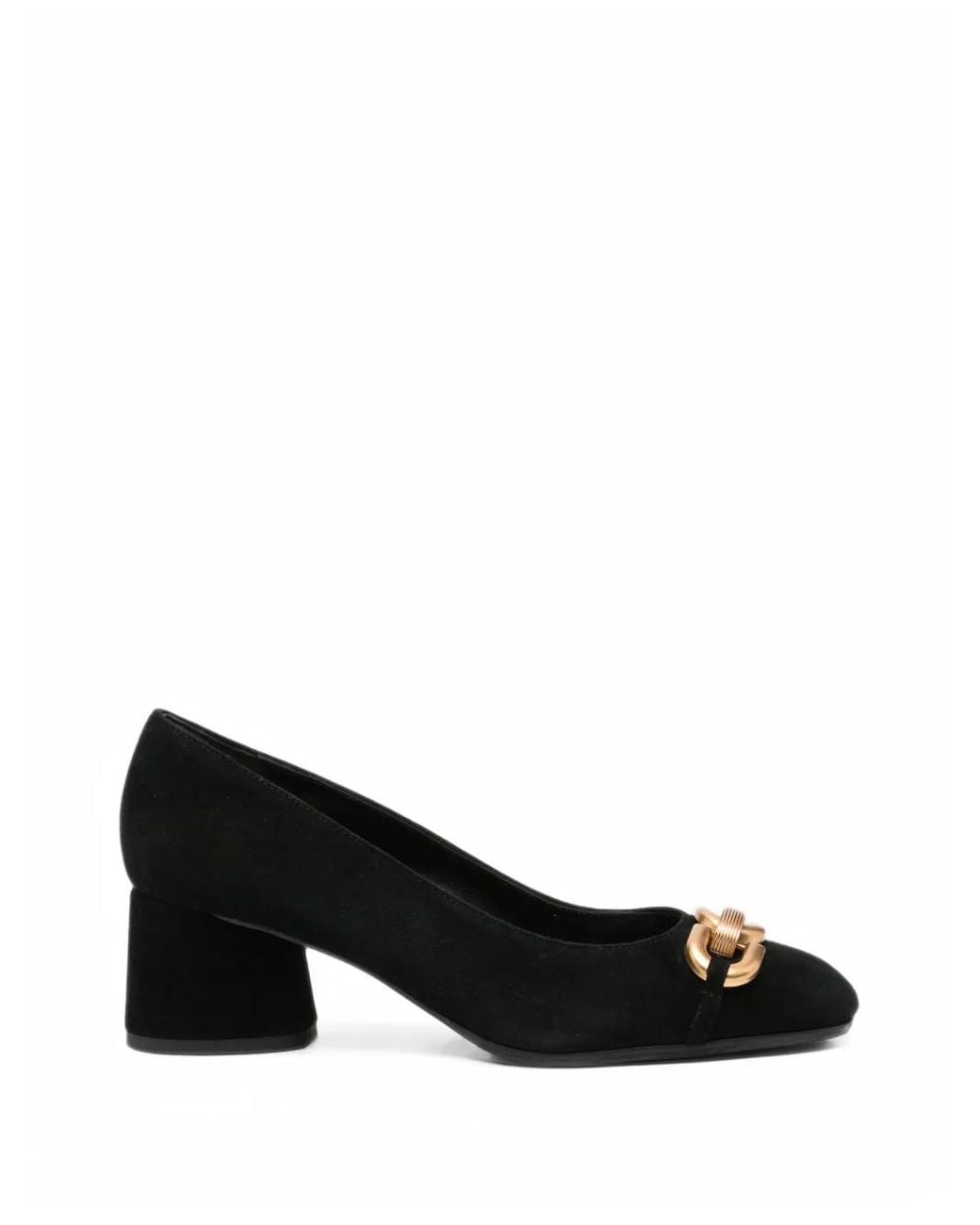 Baldinini Black Chain-Link Suede Pumps