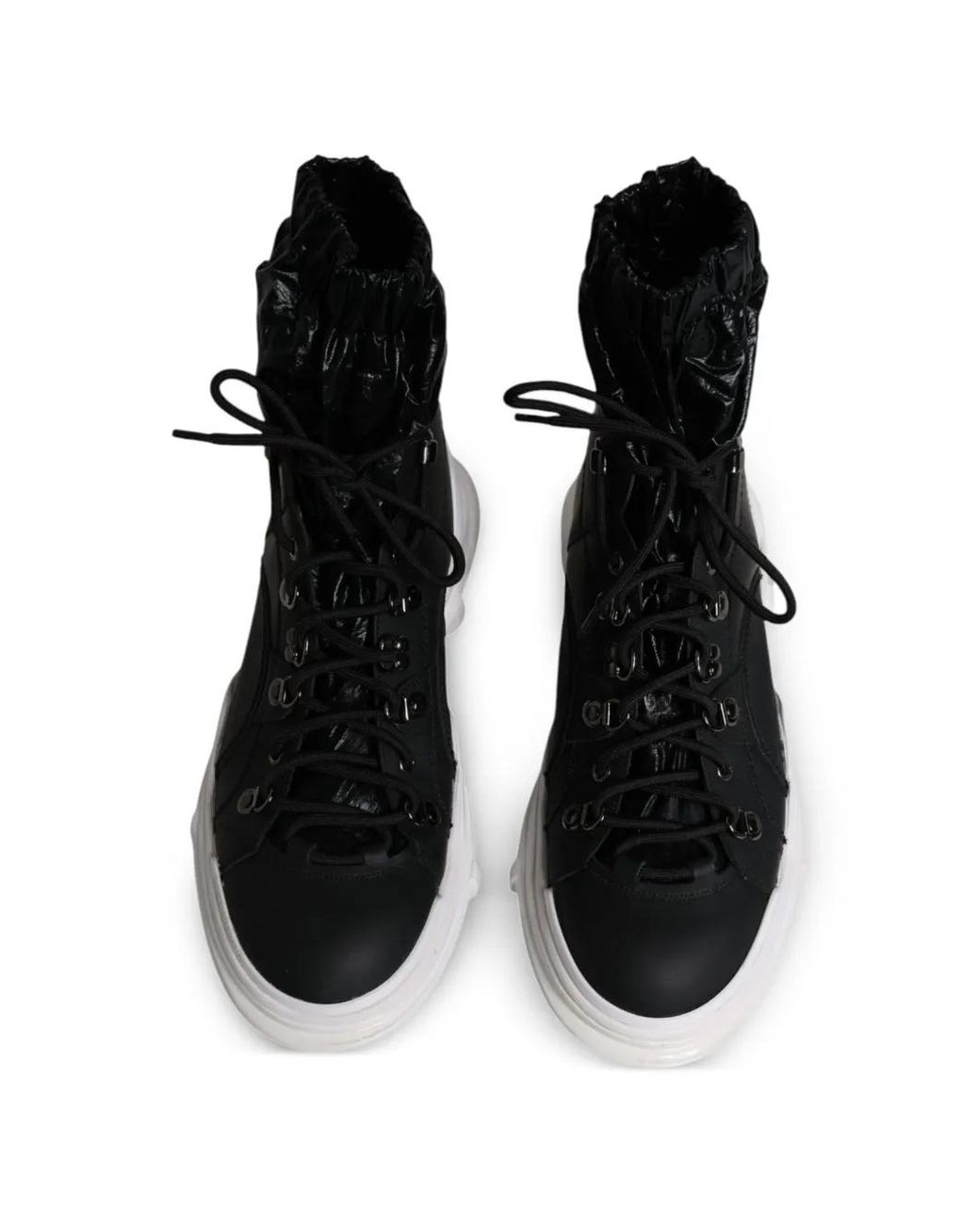 Dolce & Gabbana Black Galileo Gaiter-Detail Sneakers for men