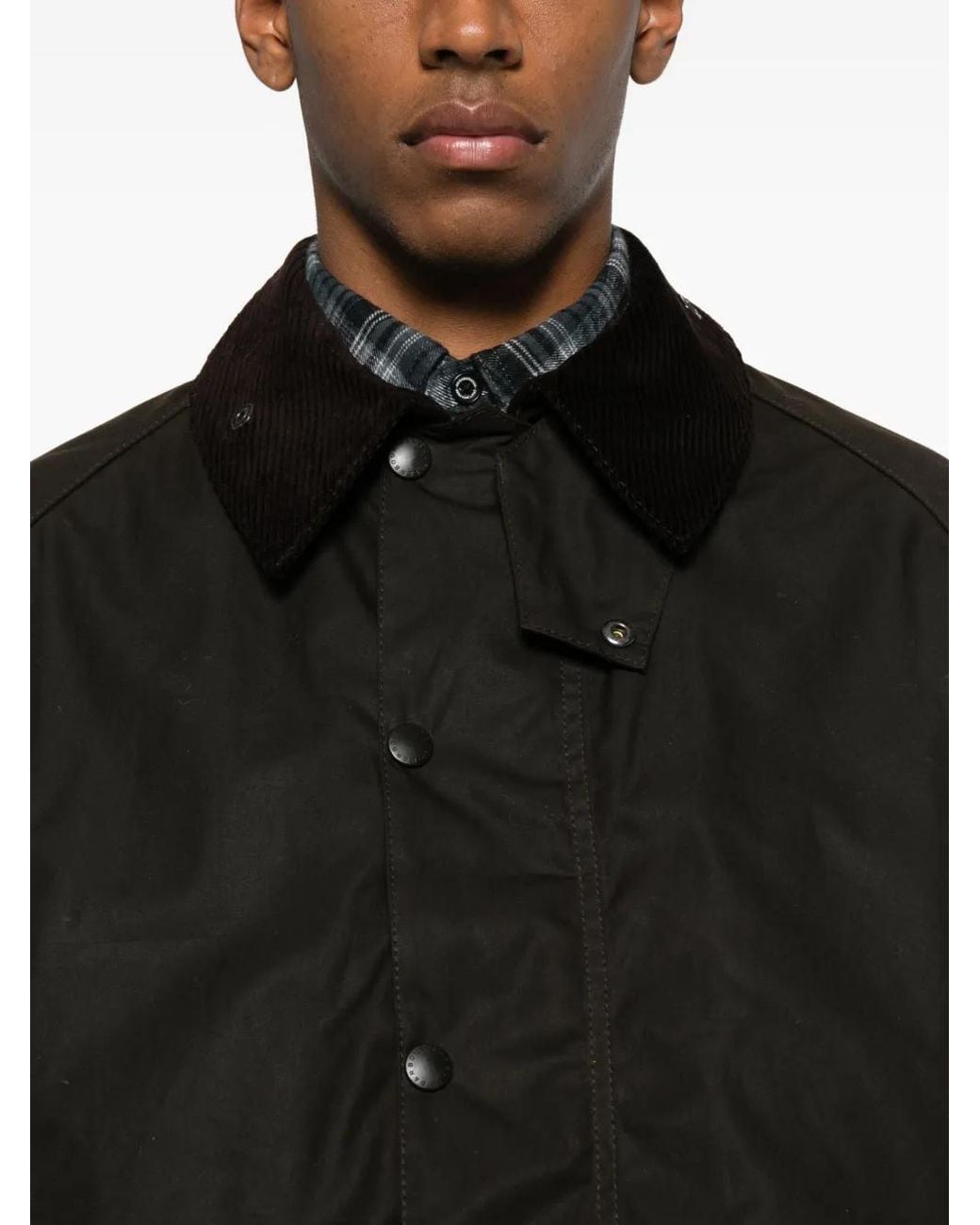 Barbour Black Corduroy Collar Waxed Jacket for men