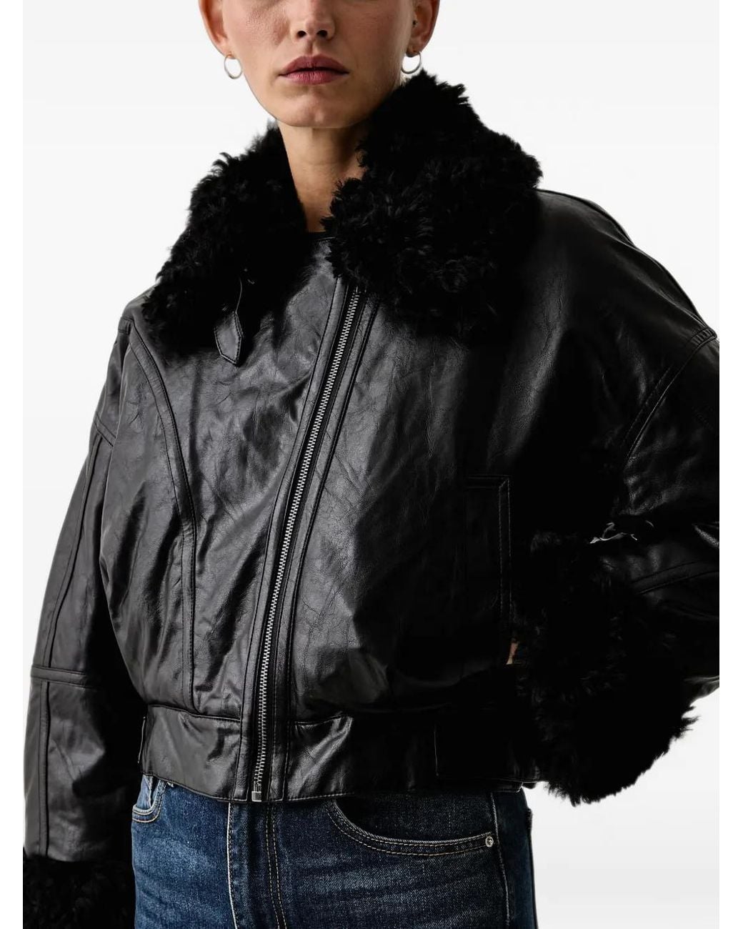 ELEH Black Cropped Zip-Up Jacket