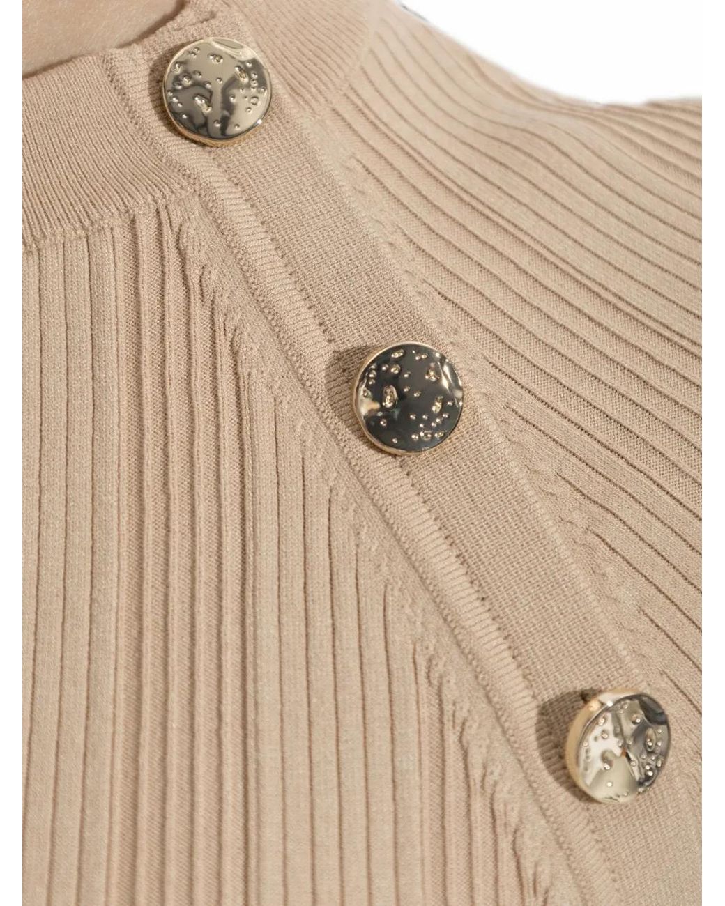 Sportmax Natural Radura Button-Detail Ribbed T-Shirt