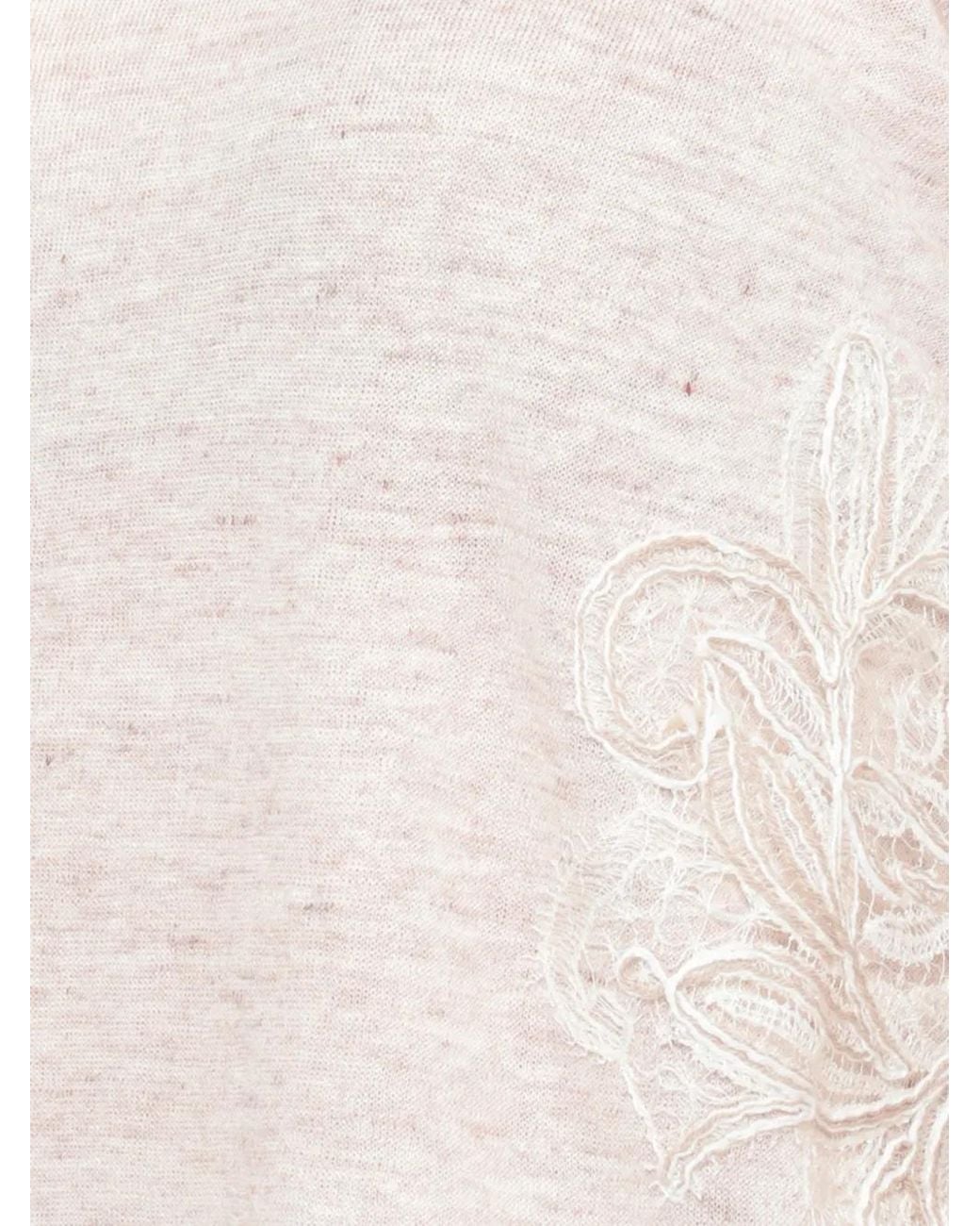 D.exterior Natural Floral-Lace T-Shirt