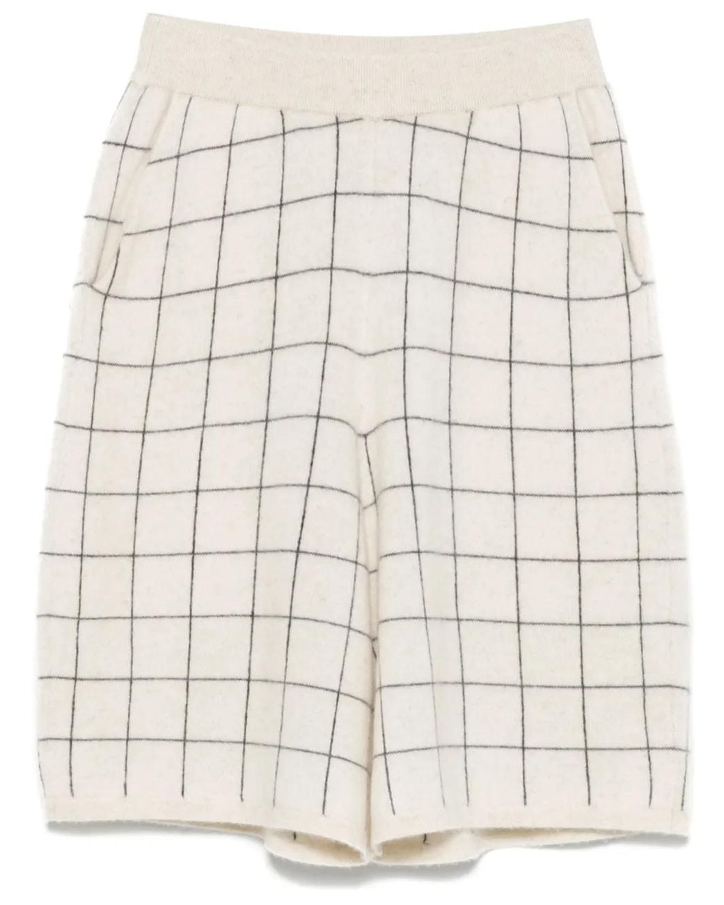 Frenckenberger Natural Windowpane-Pattern Shorts