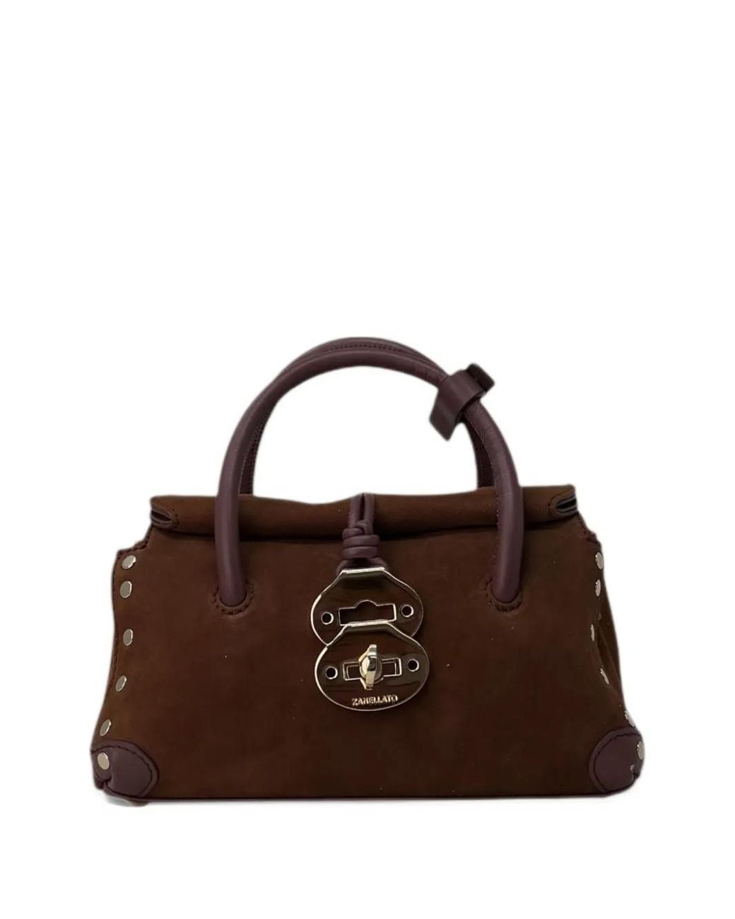 Zanellato Brown Small Dotta Zashmere Baby Stud-Embellished Tote Bag