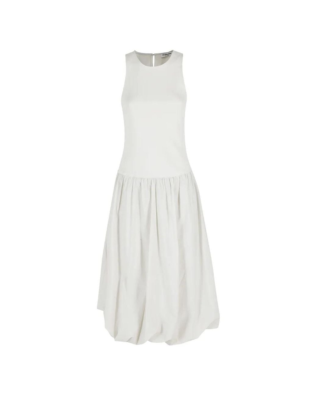 LA PISCINE White Sleeveless Gathered Dress