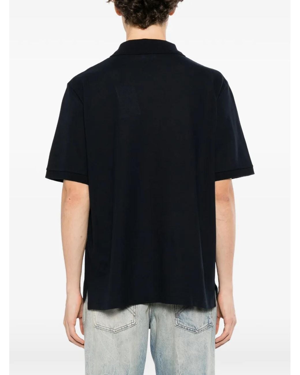 Saint Laurent Black Cassandre Piqué Polo Shirt for men