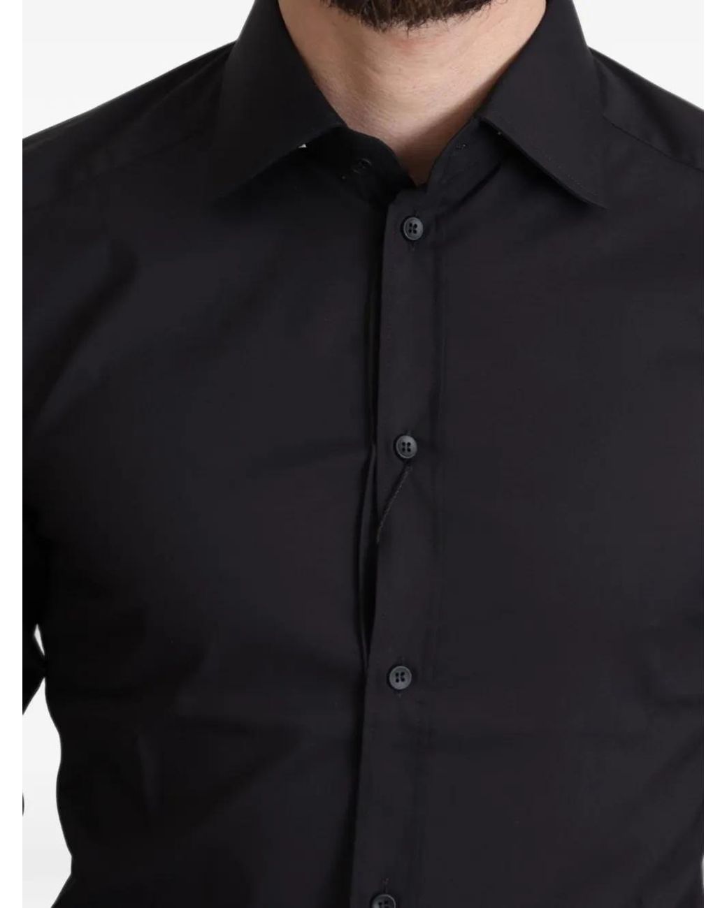 Dolce & Gabbana Black Slim-Fit Long-Sleeve Shirt for men