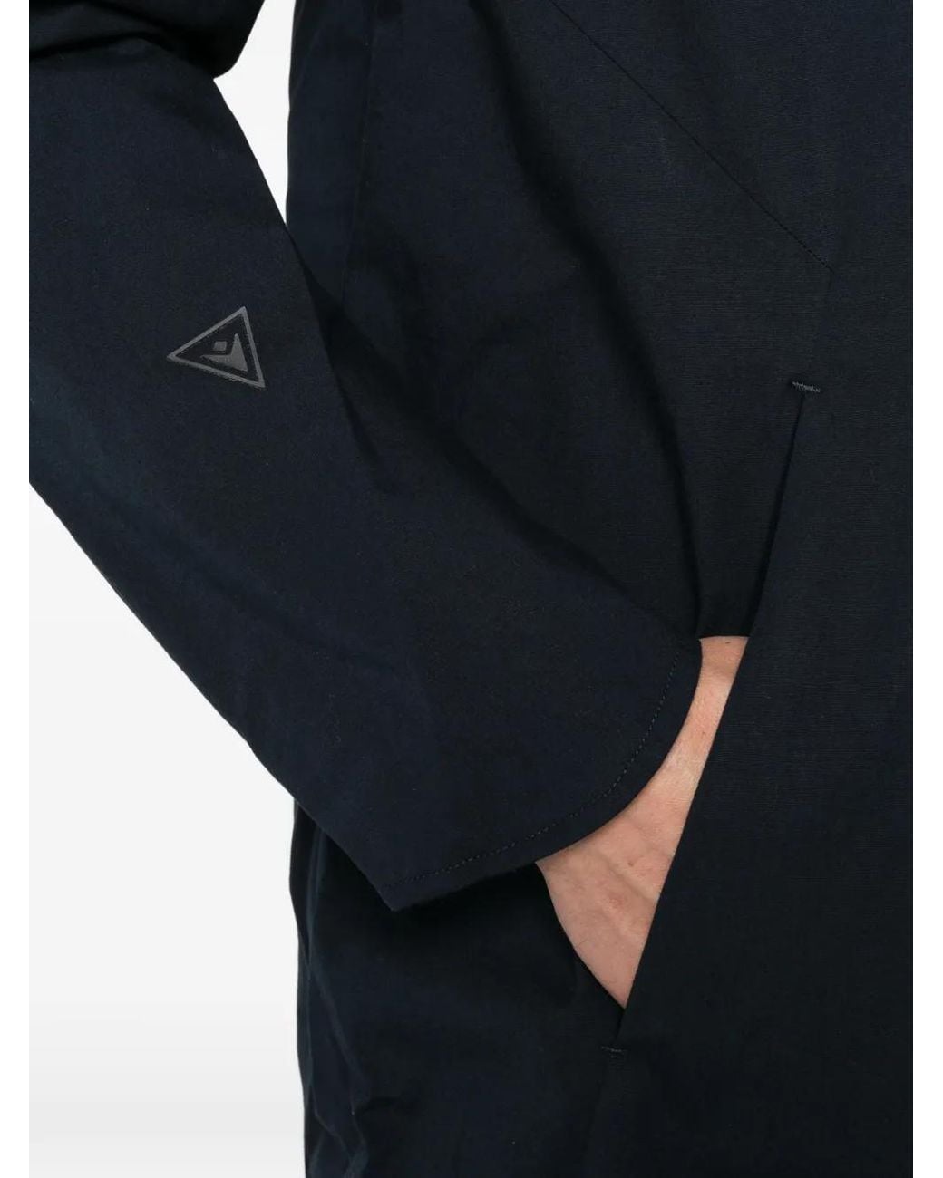 MACRON Blue Logo-Patch Button-Up Coat for men
