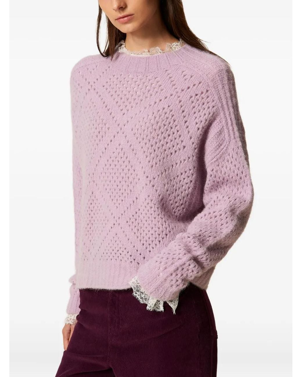Twinset Pink Diamond Pattern Sweater