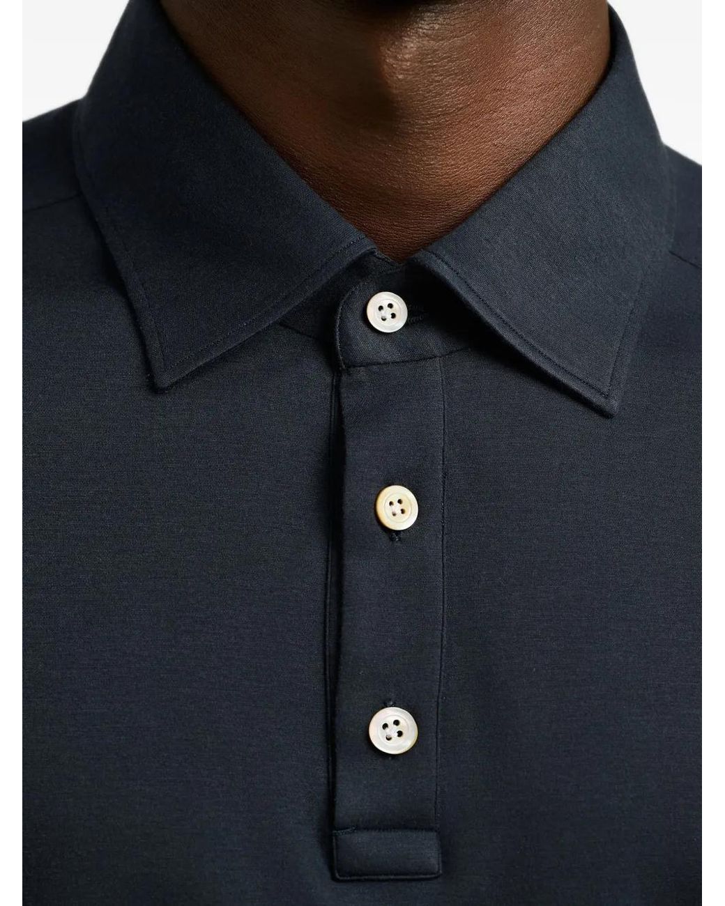 Kiton Blue Positano Long-Sleeve Polo Shirt for men
