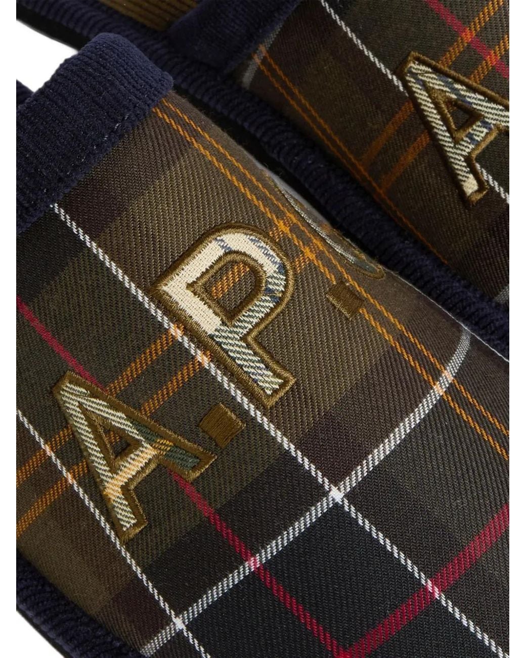 Barbour Black A.P.C. Embroidered Tartan Slippers for men
