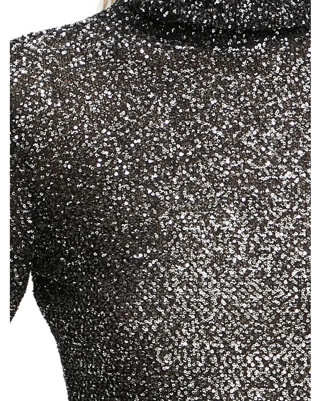 A.L.C. Gray Sequinned Turtleneck Top
