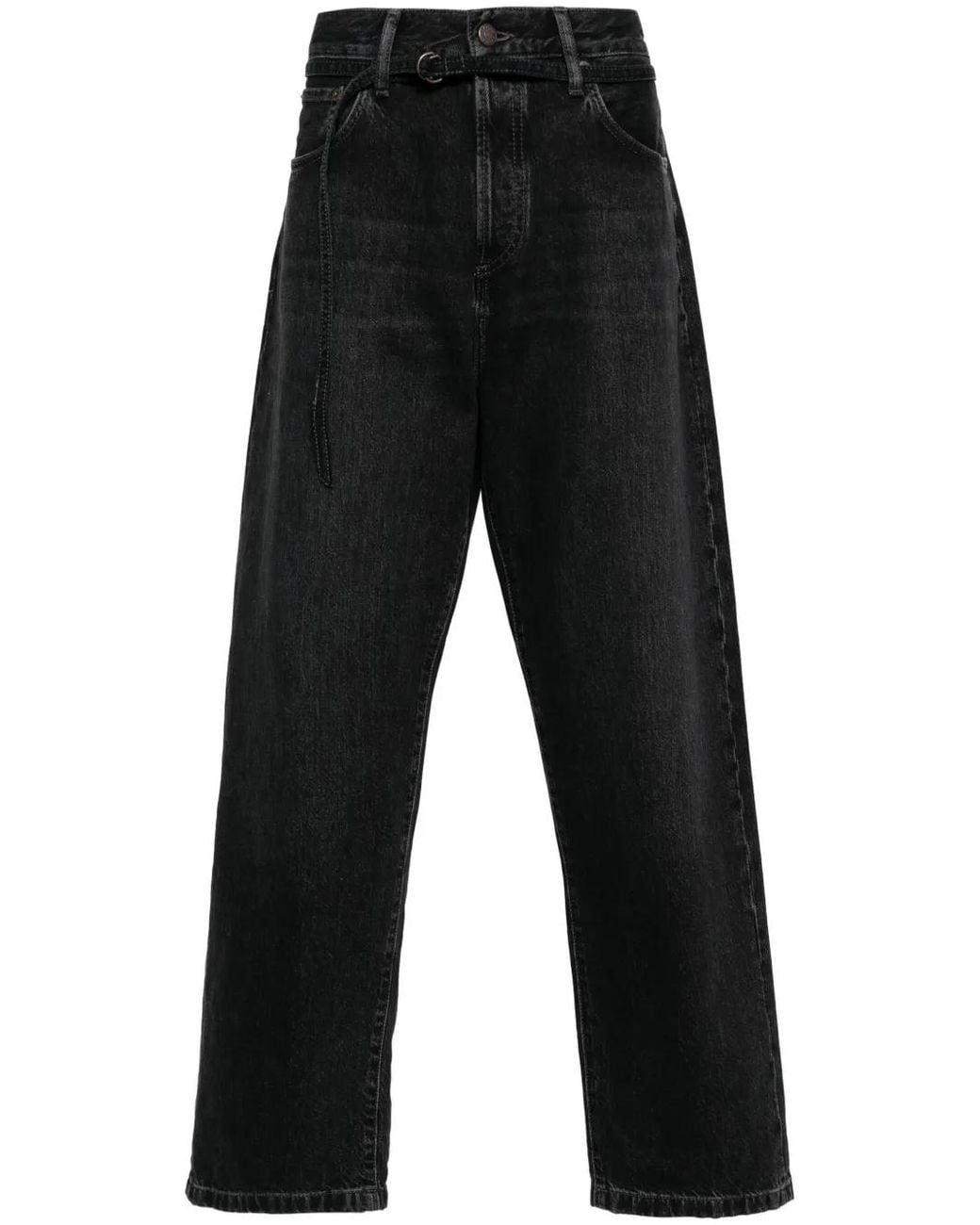 Acne Black Mid-Rise Wide-Leg Jeans