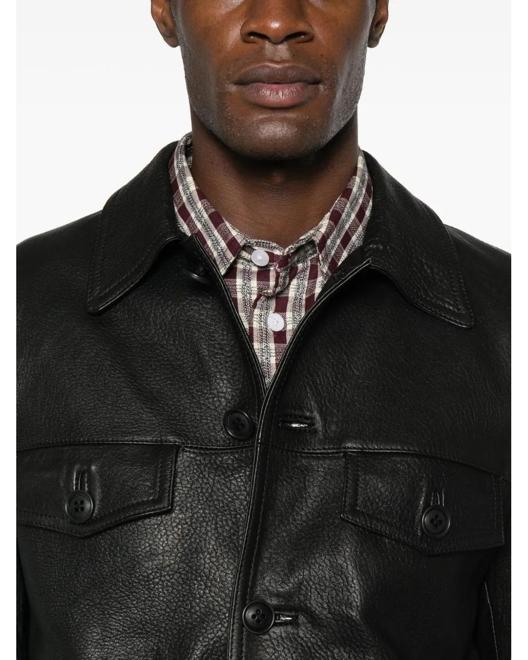 Salvatore Santoro Collared Leather Jacket in Black for Men | Lyst