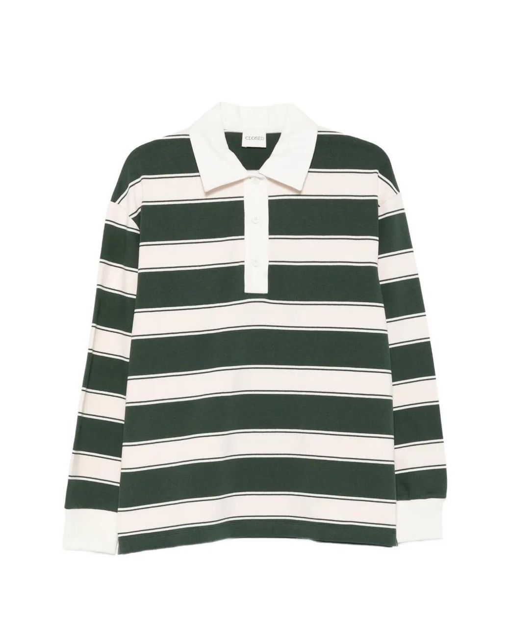 Closed Green Striped Long-Sleeve Polo Top