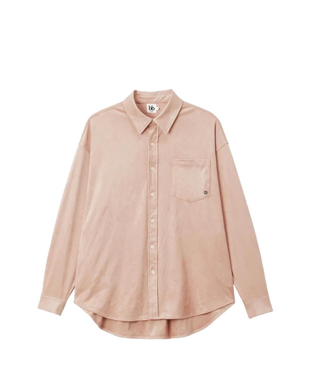 B+ AB Pink Faux-Suede Chest-Pocket Shirt