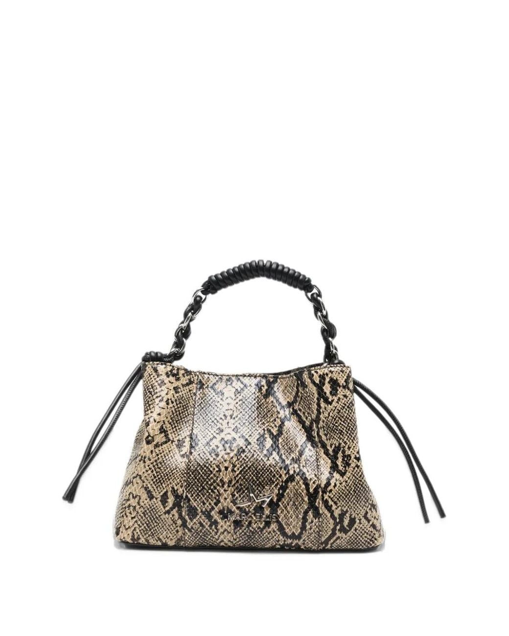 Marc Ellis Natural Myranda Snake-Effect Braided-Handle Tote Bag