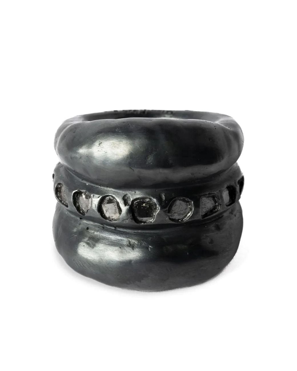 Parts Of 4 Black Stack Sterling- Diamond Ring