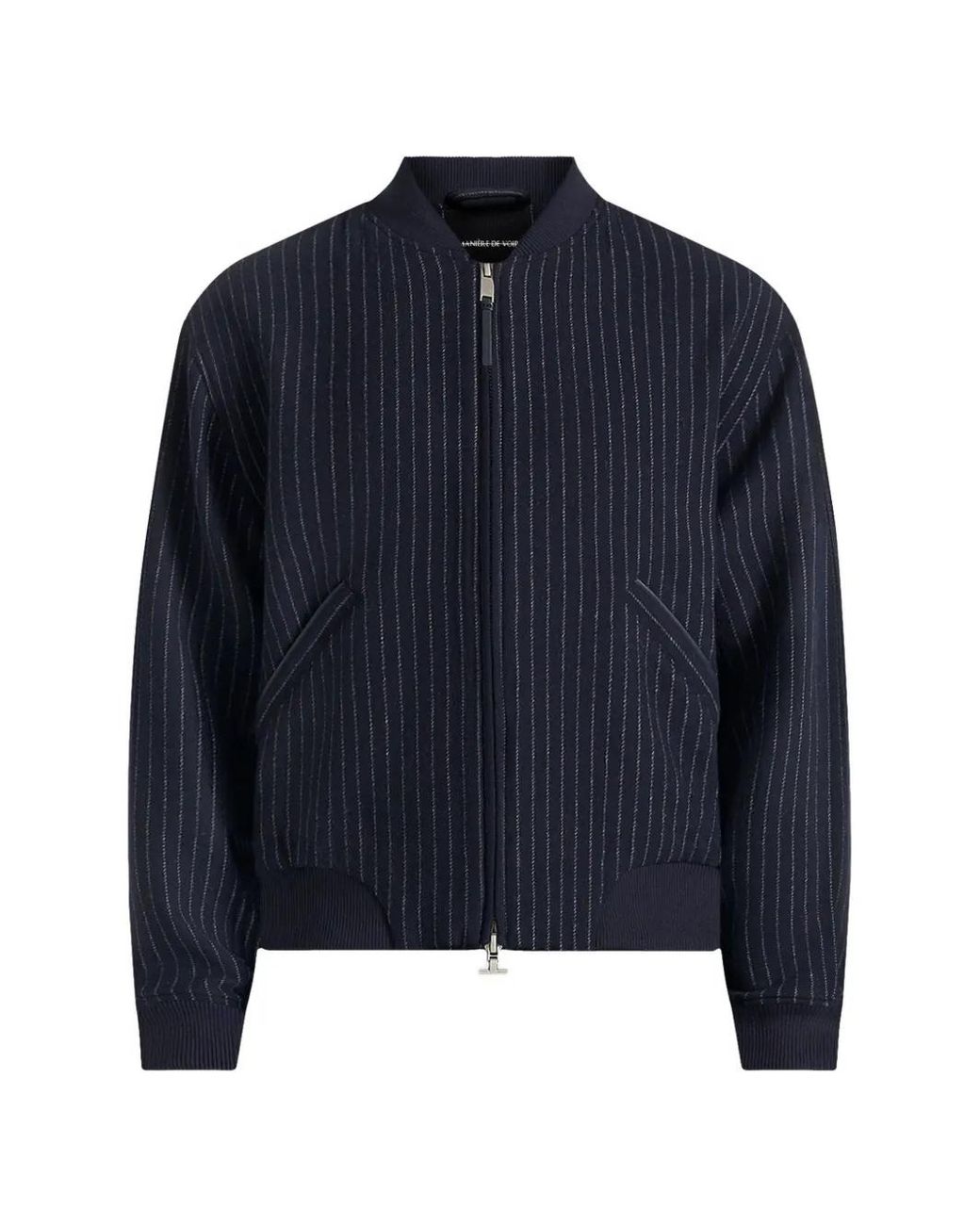 Manière De Voir Blue Veste Bomber Leandro En Laine À Fines Rayures for men