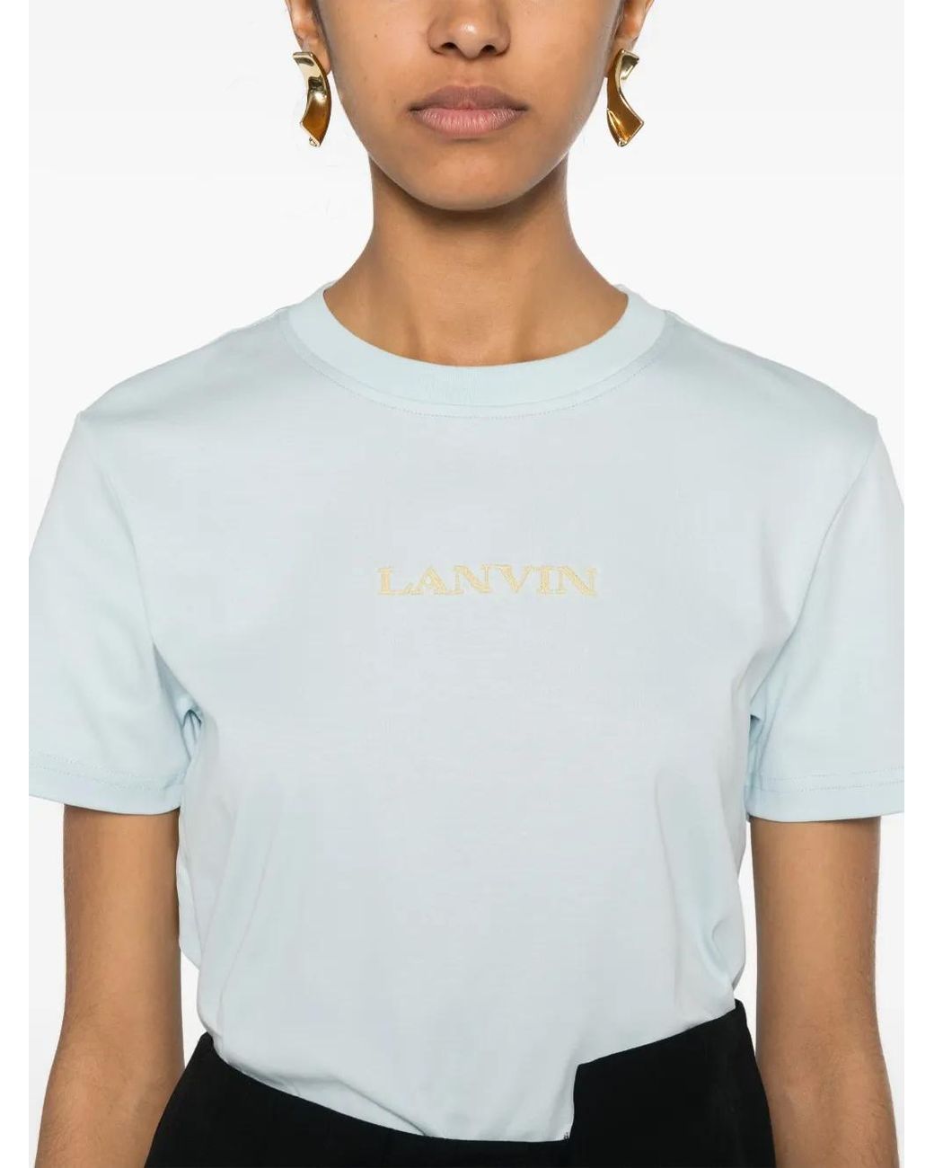 Lanvin White Embroidered-Logo Cotton T-Shirt