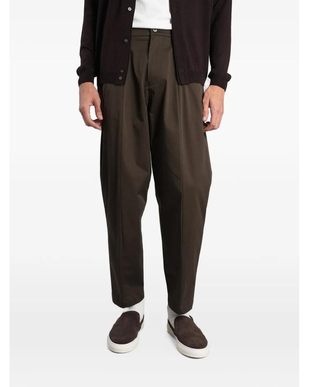 Low Brand Black Amemura Pleated Tapered-Leg Trousers for men