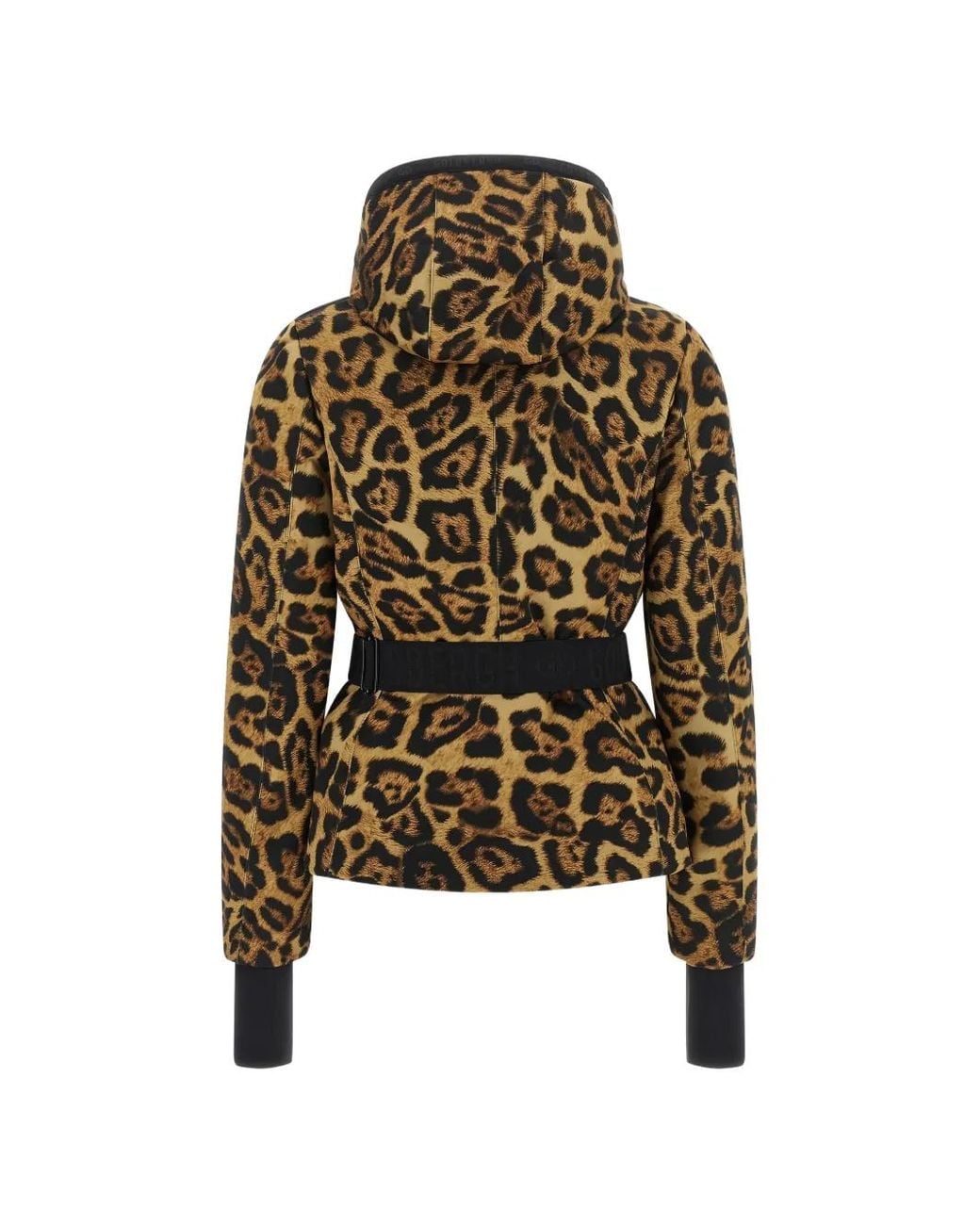 Goldbergh Black Jagger Leopard-Print Peplum Ski Jacket