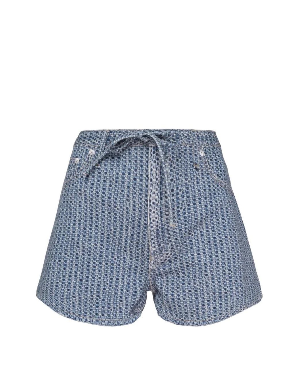 Rag & Bone Blue Geometric-Pattern Shorts