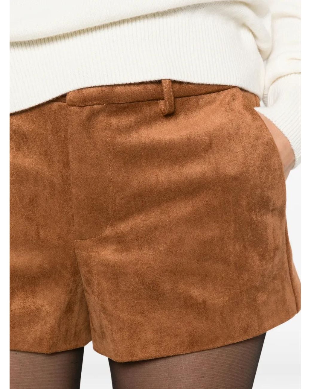 Mc2 Saint Barth Brown Elva Suede-Effect Shorts