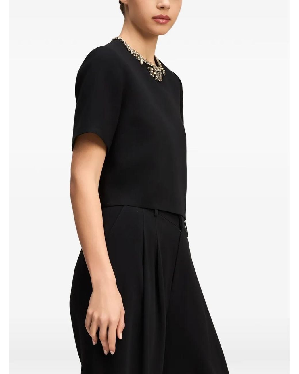 Cinq À Sept Black Adona Crystal-Embellished Top