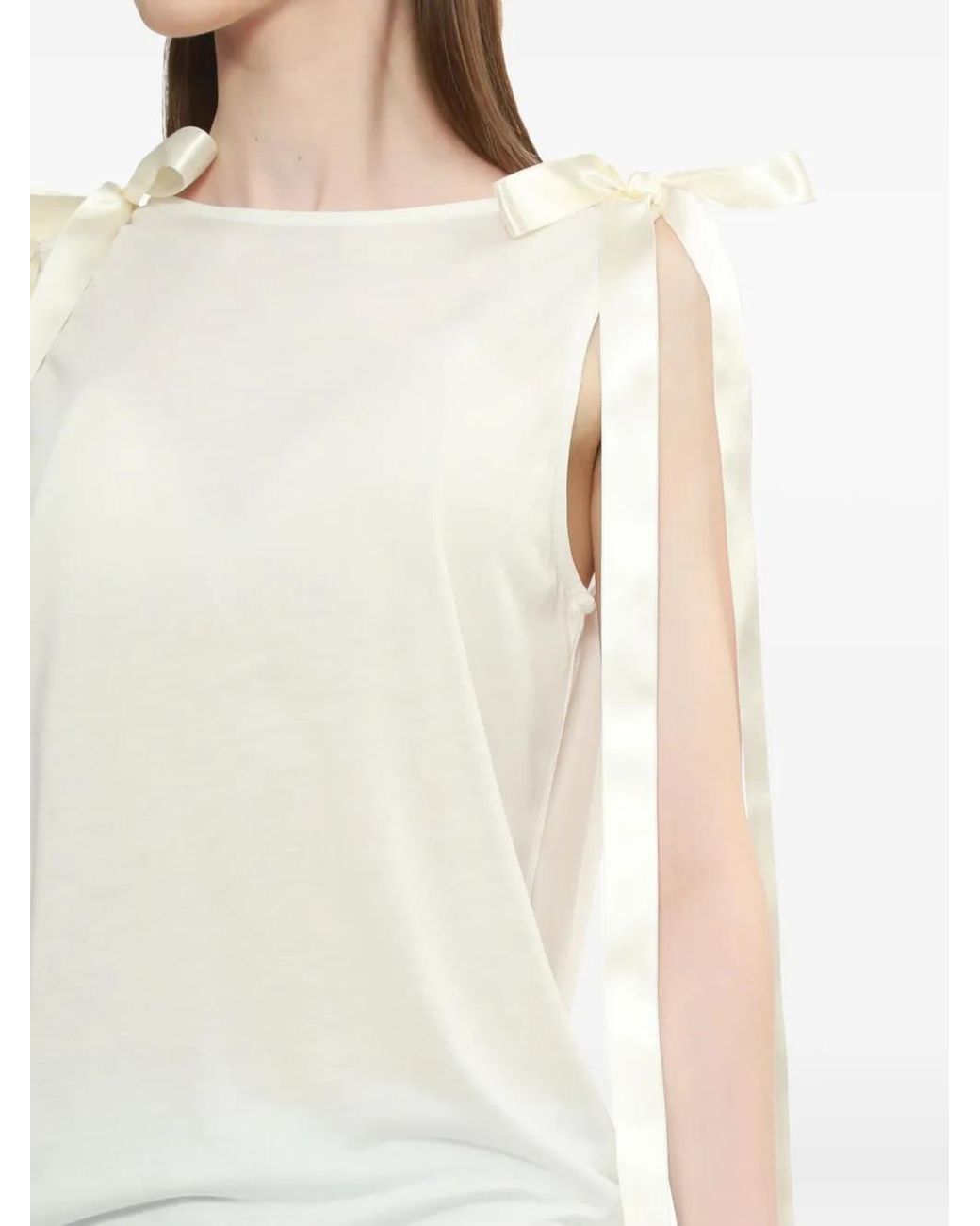 Simone Rocha White Ribbon-Detail Sleeveless Top