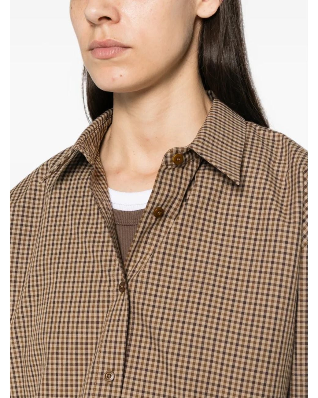 ELEH Natural Cropped Checked Shirt