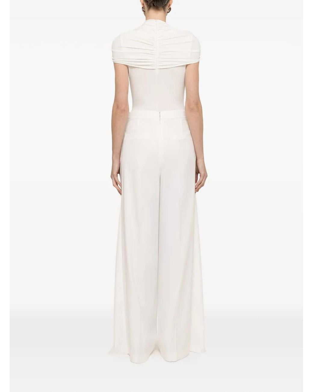 Nissa White Ruched-Detail Bodysuit