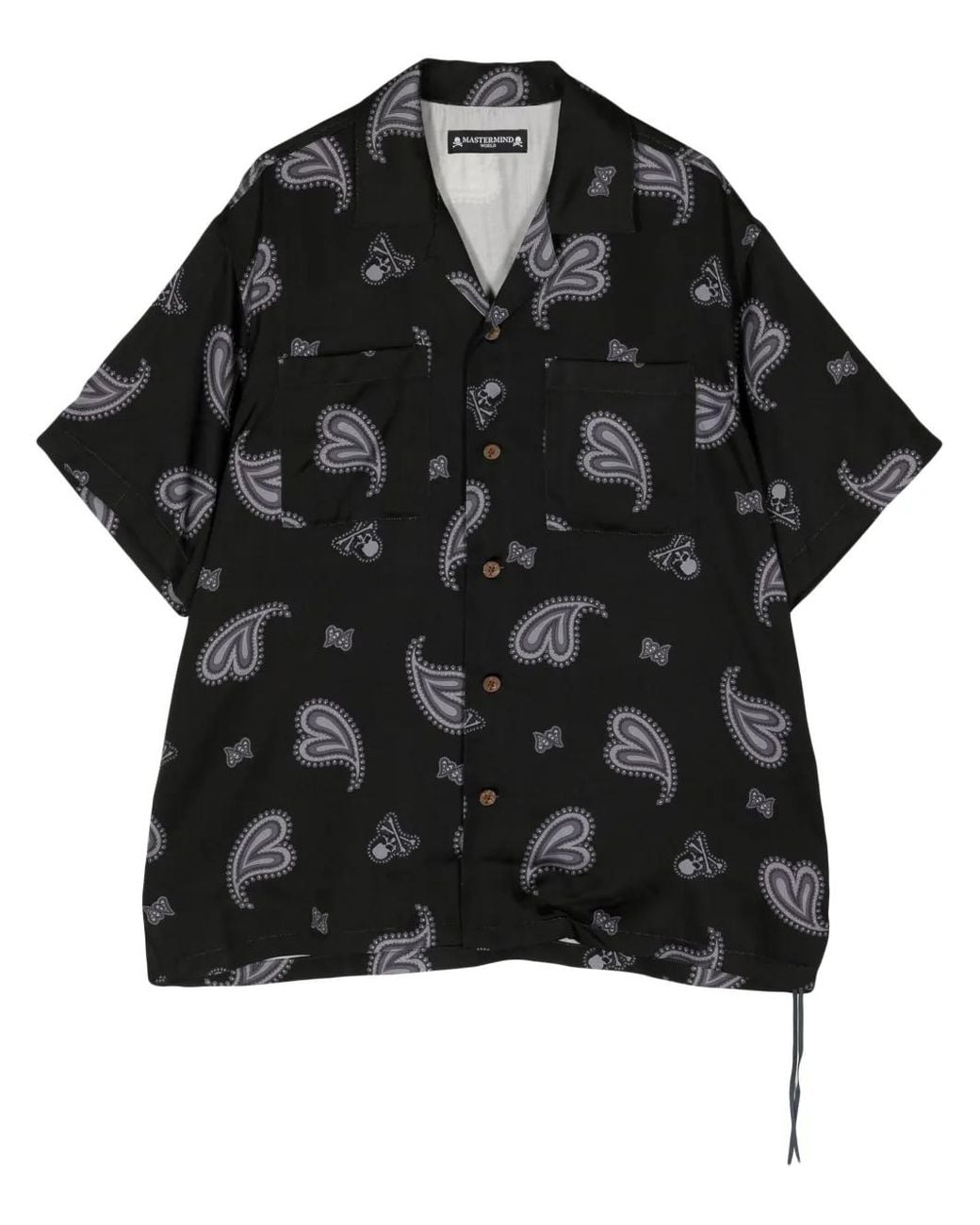 MASTERMIND WORLD Black Paisley-Print Silk Shirt for men