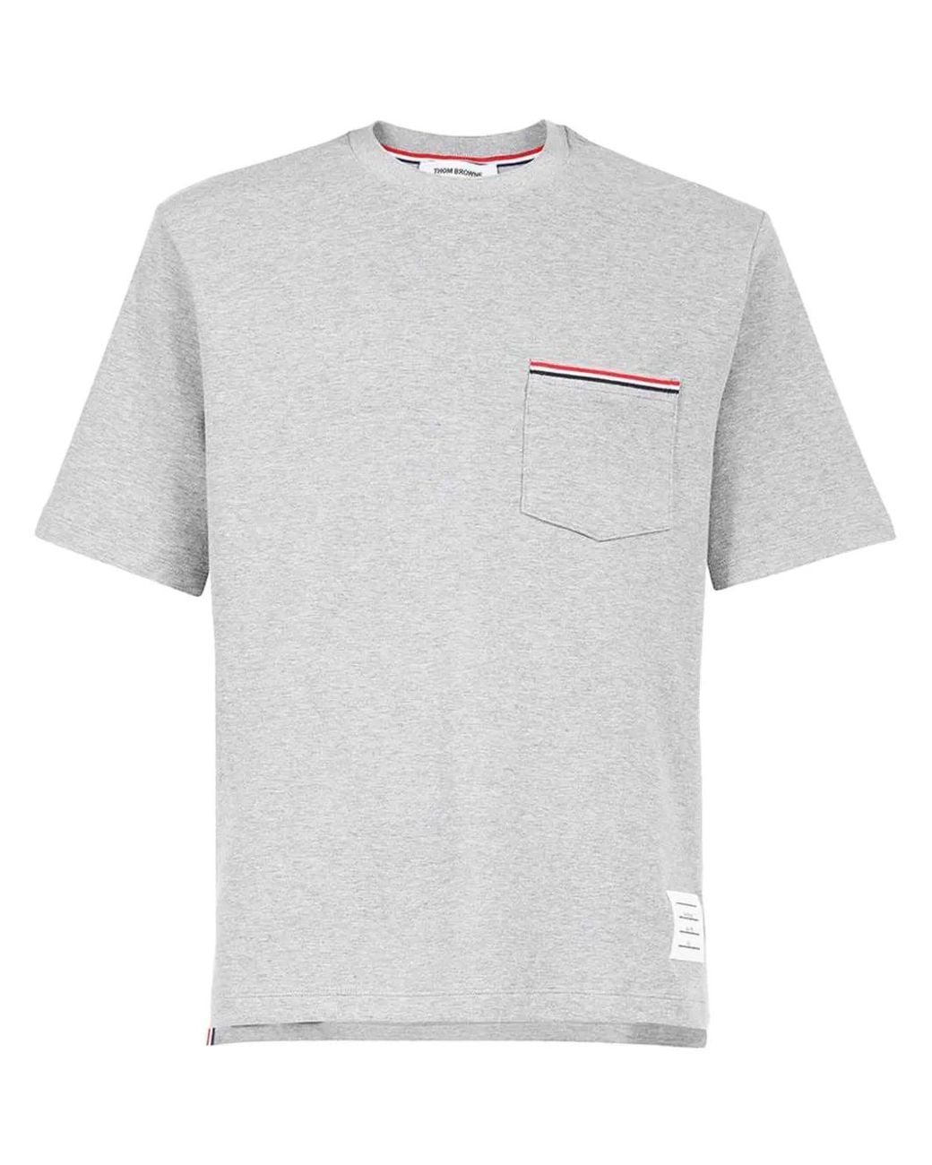Thom Browne Gray Patch Pocket Cotton T-shirt for men